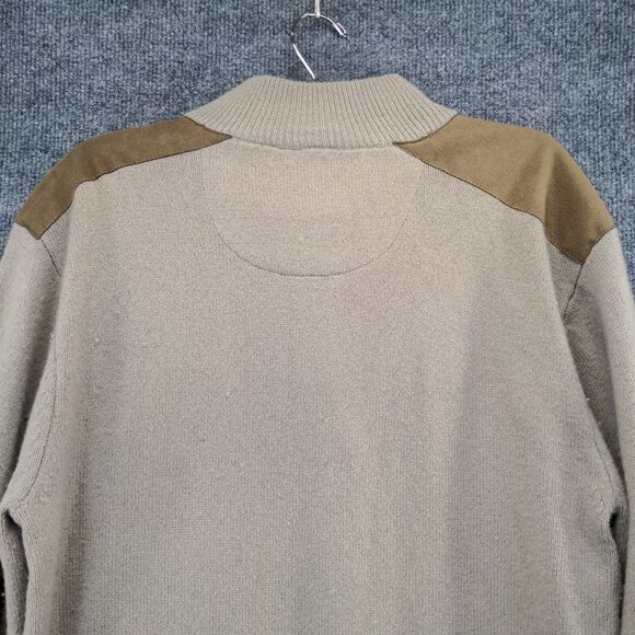 Cabela's Men's Sweater Tan Medium Mock Neck Pullover Lambswool Knit Long Sleeve - Picture 6 of 12